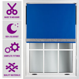 Furnished Blue Blackout Blind With Silver Glitter Accent Made To Measure - (W)210Cm X (L)165Cm