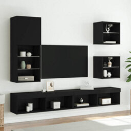 Berkfield Tv Cabinet With Led Lights Black 40.5X30X102 Cm - thumbnail 3