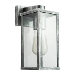 Happy Homewares Traditional Black Silver Outdoor Lantern Wall Light Fitting With Glass Sides - thumbnail 2