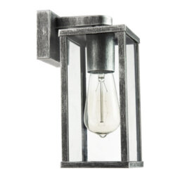 Happy Homewares Traditional Black Silver Outdoor Lantern Wall Light Fitting With Glass Sides - thumbnail 3