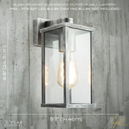 Happy Homewares Traditional Black Silver Outdoor Lantern Wall Light Fitting With Glass Sides - thumbnail 6