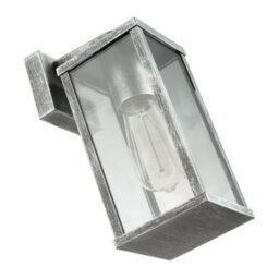 Happy Homewares Traditional Black Silver Outdoor Lantern Wall Light Fitting With Glass Sides - thumbnail 5