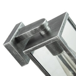 Happy Homewares Traditional Black Silver Outdoor Lantern Wall Light Fitting With Glass Sides - thumbnail 4