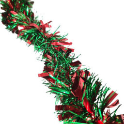 HSD Chunky Green & Red Tinsel Garland - 2M (6.5Ft), Festive Christmas & Party Decoration, Mantel & Home Decor