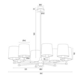 Luminosa Lighting Luminosa Princeton Multi Arm Pendant Ceiling 8 Light Beige (Gold Inside), Brushed Brass - thumbnail 7