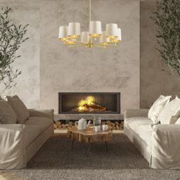 Luminosa Lighting Luminosa Princeton Multi Arm Pendant Ceiling 8 Light Beige (Gold Inside), Brushed Brass - thumbnail 3