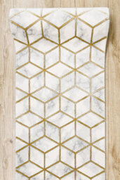 RugsX Exclusive Emerald Runner 1014 Glamour, Stylish Cube Cream / Gold 120 C  120X580 Cm - thumbnail 3