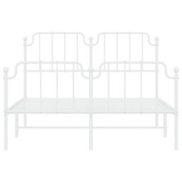 Berkfield Metal Bed Frame Without Mattress With Footboard White 140X200Cm - thumbnail 5