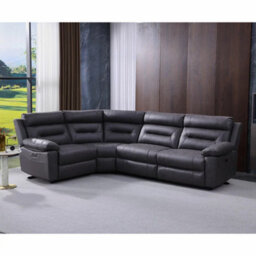 Xample Lucca Grey Fabric Power Reclining Corner Sofa 2 Recliners Usb Charging Ports Modern Comfortable Living Room Sofa Set - thumbnail 1