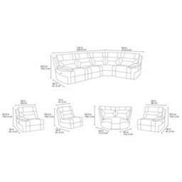 Xample Lucca Grey Fabric Power Reclining Corner Sofa 2 Recliners Usb Charging Ports Modern Comfortable Living Room Sofa Set - thumbnail 2