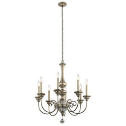 Elegant 8 Bulb Sterling Gold Chandelier With Led E14 Bulbs - thumbnail 1