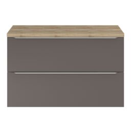 GoodHome Imandra Gloss Anthracite Wall-Mounted Bathroom Vanity Unit (H) 600mm (W) 1000mm - thumbnail 2