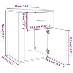 Vidaxl Bedside Cabinet Concrete Grey 50X36X60 Cm Engineered Wood - thumbnail 3