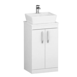 Royal Bathrooms 500mm Floor Standing Vanity Unit 2 Door Gloss White & Countertop Basin - Cube - thumbnail 4