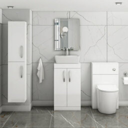 Royal Bathrooms 500mm Floor Standing Vanity Unit 2 Door Gloss White & Countertop Basin - Cube - thumbnail 2