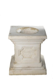 Pair Giant Fluted White Stone Cast Vases On Plinths 154Cm Tall - thumbnail 5