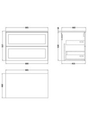 Balterley Stonnall Traditional Wall Hung 2 Drawers Vanity Unit With Laminate Worktop, 800mm, Autumn Oak - thumbnail 5