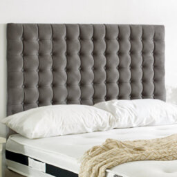 "Urban Textures Luxury 20"" High Velvet Fabric Upholstered Small Cubes Buttoned Headboard - Grey"