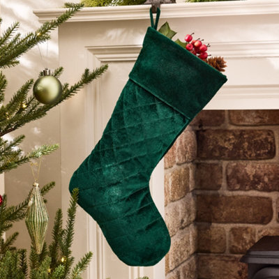 Dibor Traditional Harrington Quilted Green Velvet Xmas Gift Decoration Christmas Stocking For Kids - image 1