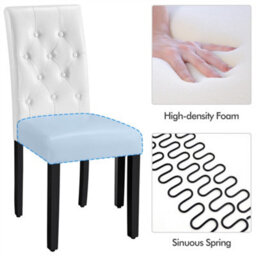 Yaheetech Set Of 2 White Faux Leather Dining Chairs With Button Tufted Backrest And Solid Wood Legs - thumbnail 5