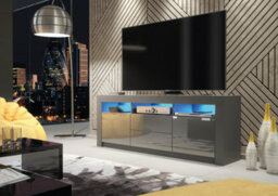 Shine Tv Unit 160Cm Dark Grey With High Gloss Doors And Led Lighting - Creative Furniture - thumbnail 2