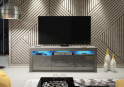 Shine Tv Unit 160Cm Dark Grey With High Gloss Doors And Led Lighting - Creative Furniture - thumbnail 5