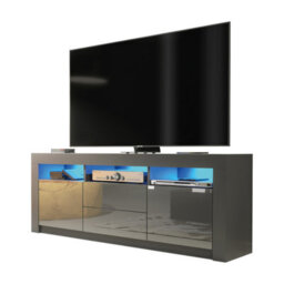 Shine Tv Unit 160Cm Dark Grey With High Gloss Doors And Led Lighting - Creative Furniture - thumbnail 9