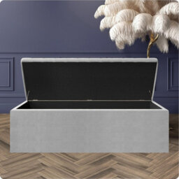 Safar 90Cm Wide Ottoman Storage Box - Silver Naples Ottoman Box With Storage - thumbnail 2