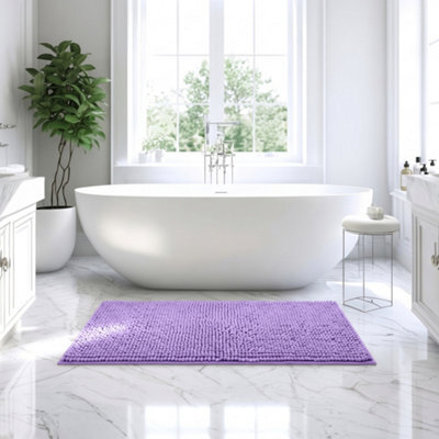 Moonlight Bedding Plush Chenille Bathroom Floor Mat Non-Slip Quick-Dry Absorbent Bathroom & Doorway Shower Rug Purple 60X90 Cm - image 1