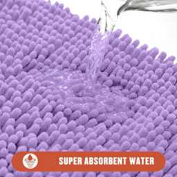 Moonlight Bedding Plush Chenille Bathroom Floor Mat Non-Slip Quick-Dry Absorbent Bathroom & Doorway Shower Rug Purple 60X90 Cm - thumbnail 3