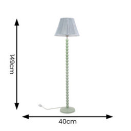 Valuelights Bobbles Sage Green Bobbin Floor Lamp With Blue Pleated Shade - thumbnail 6