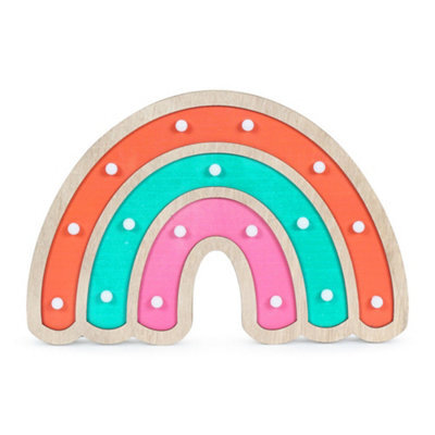 Valuelights Kids Battery Powered Wooden Rainbow Wall Or Table Lamp - image 1