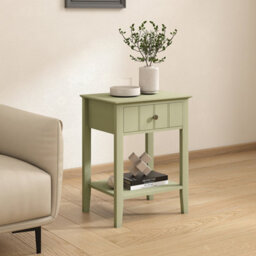 Melody Maison Sage Green One Drawer Bedside Table With Shelf - Padstowe Sage Green Range - thumbnail 2