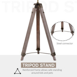 Homcom Industrial Tripod Floor Lamp Wood Height Adjustable Spotlight Bronze - thumbnail 5