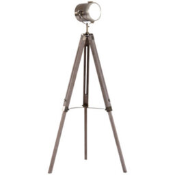 Homcom Industrial Tripod Floor Lamp Wood Height Adjustable Spotlight Bronze - thumbnail 2