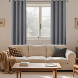 Ameha Grey 100%blackout Curtain 66X72'' Linen Texture Thermal Insulated 260Gsm Eyelet Curtain Pair Energy Saving Winter & Summer Uk Home - thumbnail 7