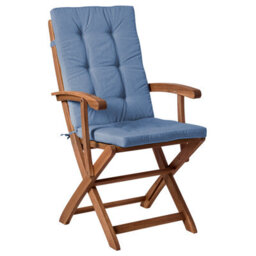Beliani Set Of 2 Garden Chairs With Cushions Maui Premium Acacia Wood Blue - thumbnail 4