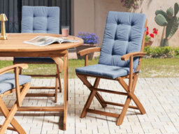 Beliani Set Of 2 Garden Chairs With Cushions Maui Premium Acacia Wood Blue - thumbnail 2