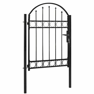 Berkfield Elegant Fence Gate With Arched Top Steel 100X125 Cm Black - image 1
