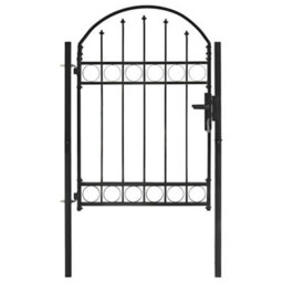 Berkfield Elegant Fence Gate With Arched Top Steel 100X125 Cm Black - thumbnail 4