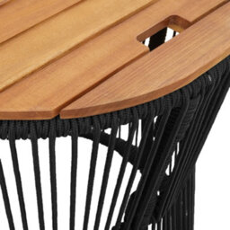 Berkfield Garden Side Tables 2 Pcs With Wooden Top Black Poly Rattan - thumbnail 8