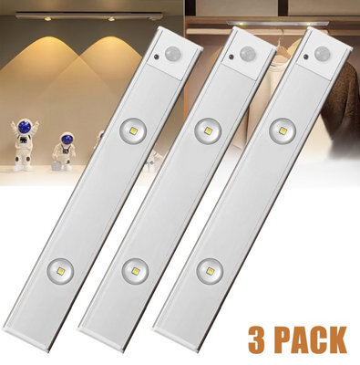 3Pcs Motion Sensor Closet Lights, Rechargeable 3 Color Temps Magnetic Dimmable Cabinet Lights For Wardrobe, Pantry - image 1