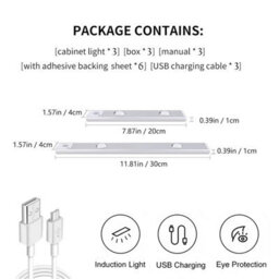 3Pcs Motion Sensor Closet Lights, Rechargeable 3 Color Temps Magnetic Dimmable Cabinet Lights For Wardrobe, Pantry - thumbnail 6