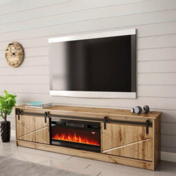 Granero Tv Cabinet With Built In Electric Fireplace Modern Living Room Entertainment Unit Wotan