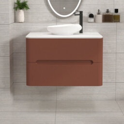 Royal Bathrooms Venice 800mm Terracotta Clay Wall Mounted Bathroom Countertop Vanity Unit 2 Drawer With Nova Basin - thumbnail 1