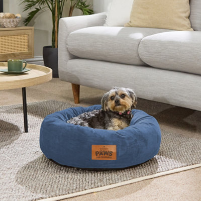 Slumberdown Paws For Slumber Donut Pet Bed, Navy, Small, 55Cm Diameter - image 1