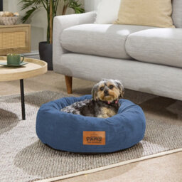 Slumberdown Paws For Slumber Donut Pet Bed, Navy, Small, 55Cm Diameter