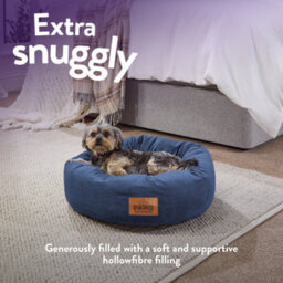 Slumberdown Paws For Slumber Donut Pet Bed, Navy, Small, 55Cm Diameter - thumbnail 4