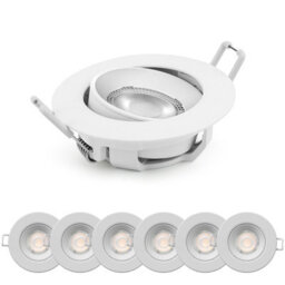 Paul Russells Led Downlight White Non-Dimmable Tilt Recessed Ceiling Spotlight 4.8W 400 Lumens Ip44 Warm White 3000K Pack Of 6 - thumbnail 1