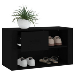 Berkfield Elegant Shoe Cabinet Black 80X35X45 Cm Engineered Wood - thumbnail 4